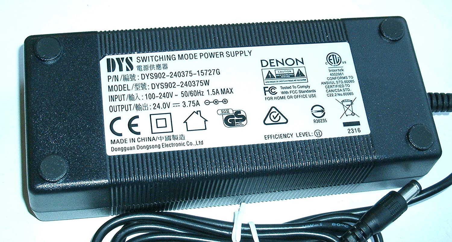 NEW DYS DENON DYS902-240375W 24V 3.75A SWITCHING POWER SUPPLY DYS902-240375-13B04B 5.5mm x 2.5mm